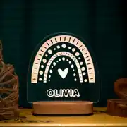 Kişiye Özel İsimli Gökkuşağı Gece Lambası – Çocuk ve Bebek Odası Dekoru, LED Ahşap Lambası 6