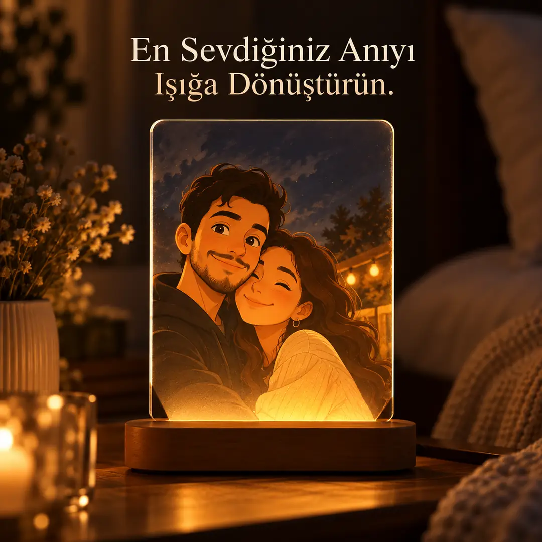 Kişiye Özel Yapay Zeka Animasyonlu Fotoğraflı Gece Lambası – Sevgiliye & Eşe Hediye 2
