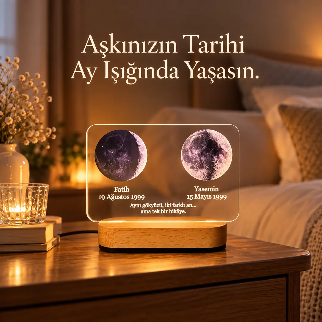 Kişiye Özel Ay Evresi Gece Lambası – Tarihinize Özel Ay Işığı 2