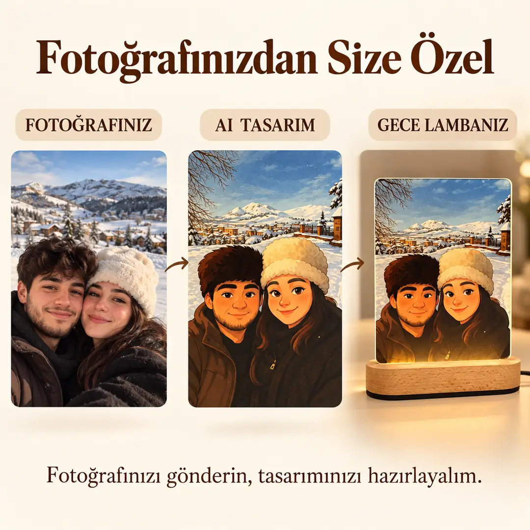 Kişiye Özel Yapay Zeka Animasyonlu Fotoğraflı Gece Lambası – Sevgiliye & Eşe Hediye 3
