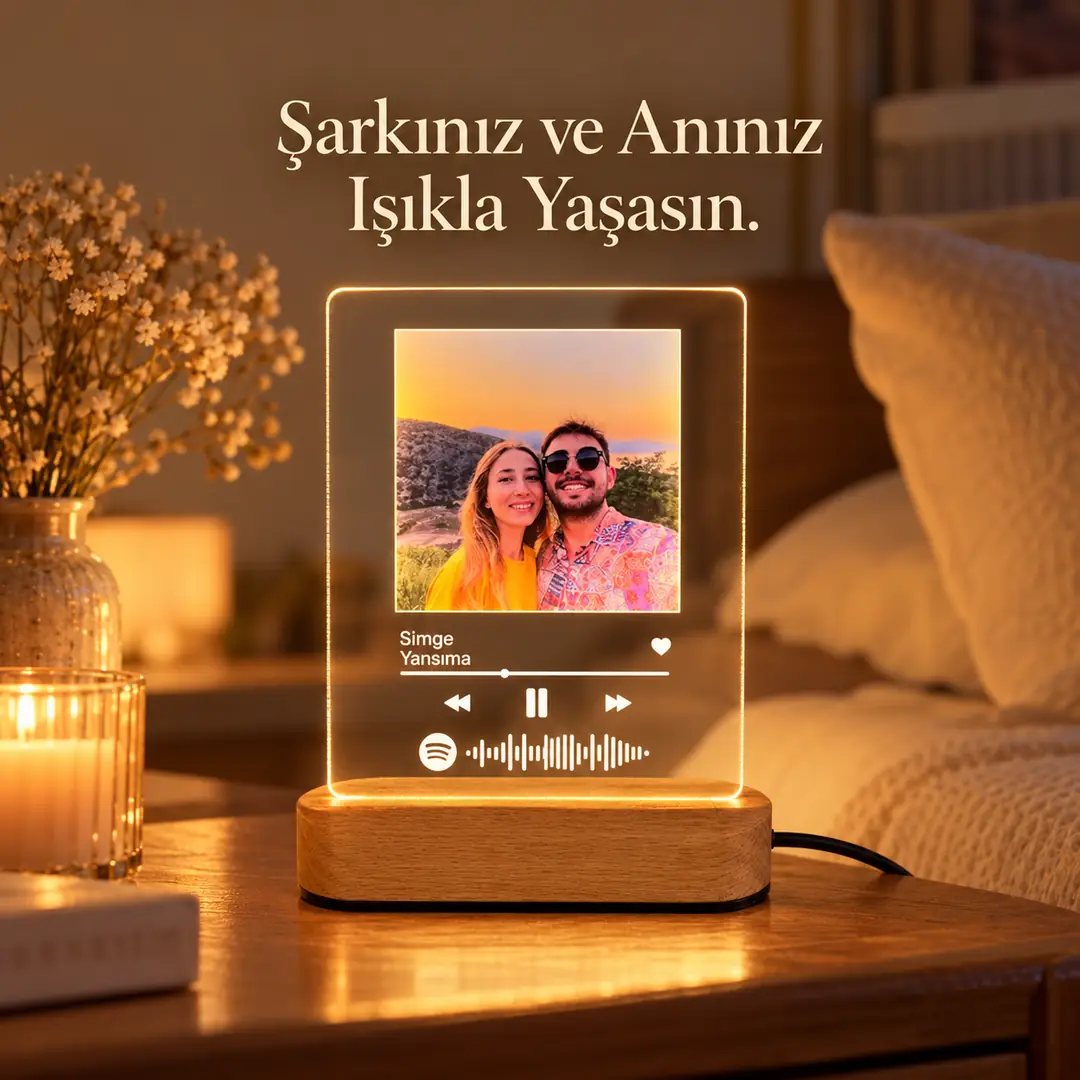 Spotify Kodlu Fotoğraflı Gece Lambası – Sevgiliye & Eşe Hediye 2