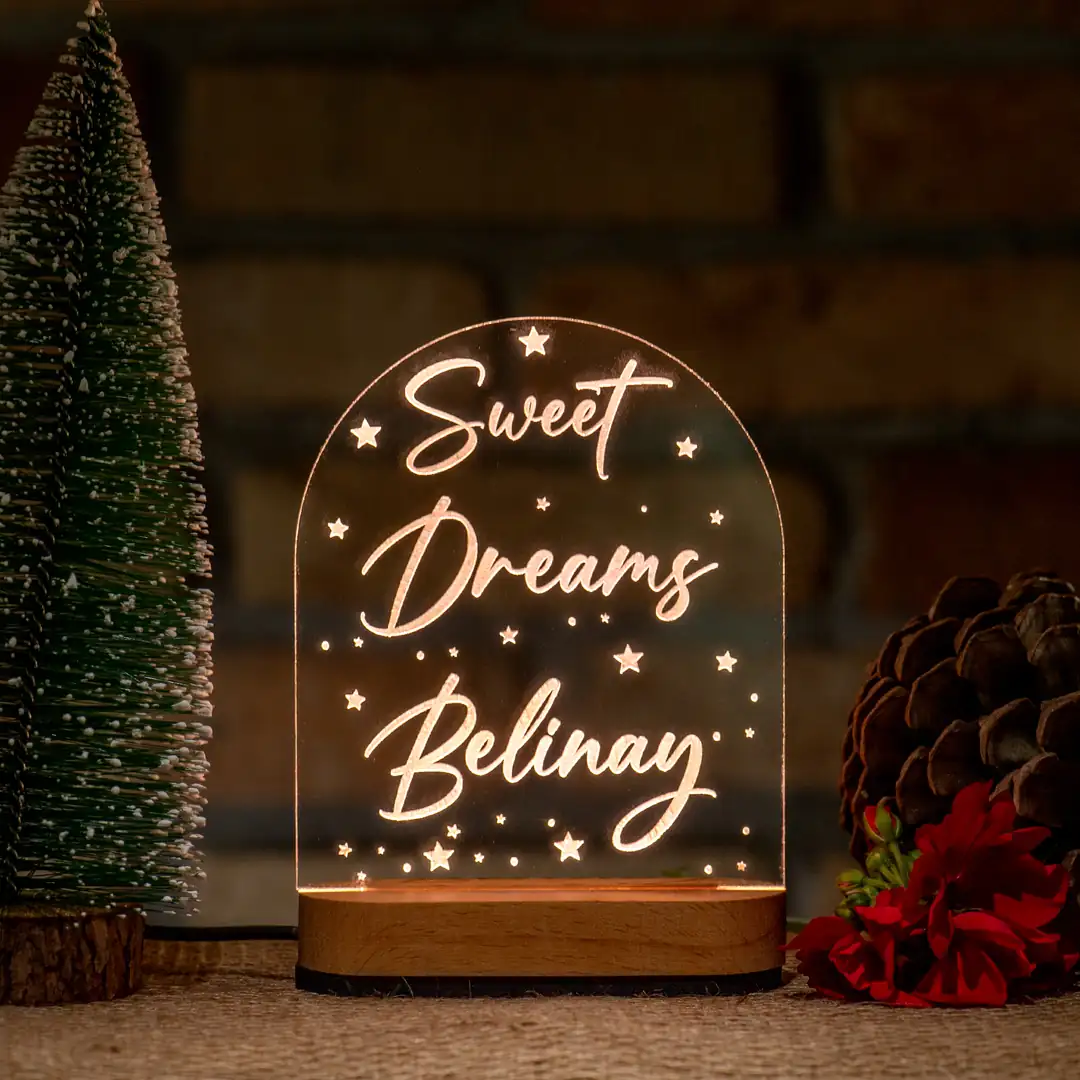 Kişiye Özel Sweet Dreams Yıldızlı LED Gece Lambası