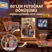 80'ler Efektli Fotoğraflı Gece Lambası 1